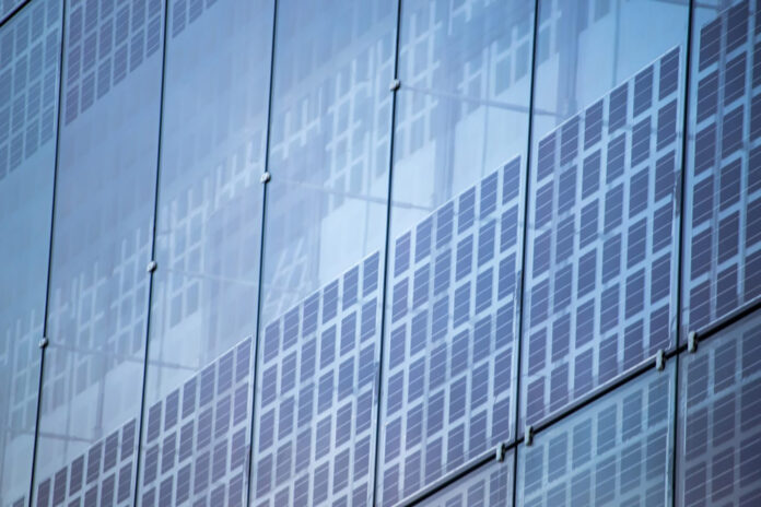 Facade glass elements with integrated PV cells (Image Courtesy of Glasssbel)