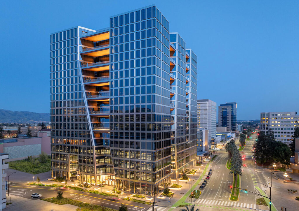 200 Park in San Jose, California. The stainless steel facade.