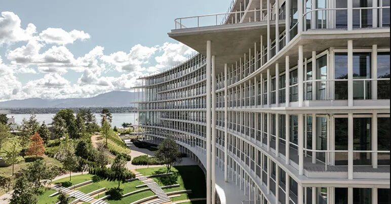 Lombard Odier’s new Geneva headquarters, by Herzog & de Meuron Architects. Facade engineering: Werner Sobek.