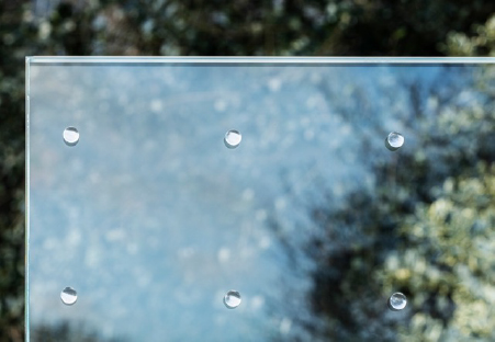 Guardian Bird1st Lami, made with Saflex Flysafe 3D with embedded shiny silver sequins on both sides