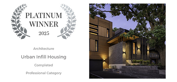 Houzee awards 2025 - Platinum winner Architecture - Urban Infill Housing Northwestern CLT Home, Architect / Designer: Josée Anne Pronovost, Studio: Linebox Studio Copyright: Kevin Bélanger Canada
