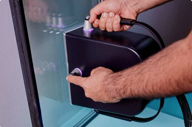 Measuring and maintaining proper gas fill rates is fundamental to delivering reliable and high-performance insulating glass units (IGUs) that meet both industry standards and customer expectations. Here is a non-invasive gas measurement device, Sparklike Laser Portable for end-of-line testing. (Photo courtesy of Sparklike)
