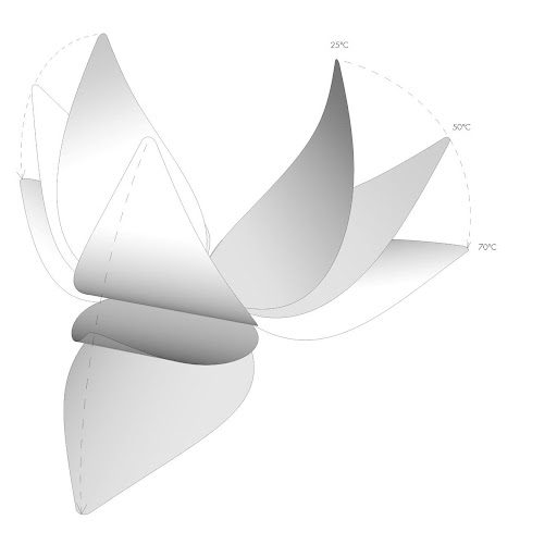 Pho'liage® kinetic façade system, thermally actuated trilobal shading petals, © ArtBuild Architects