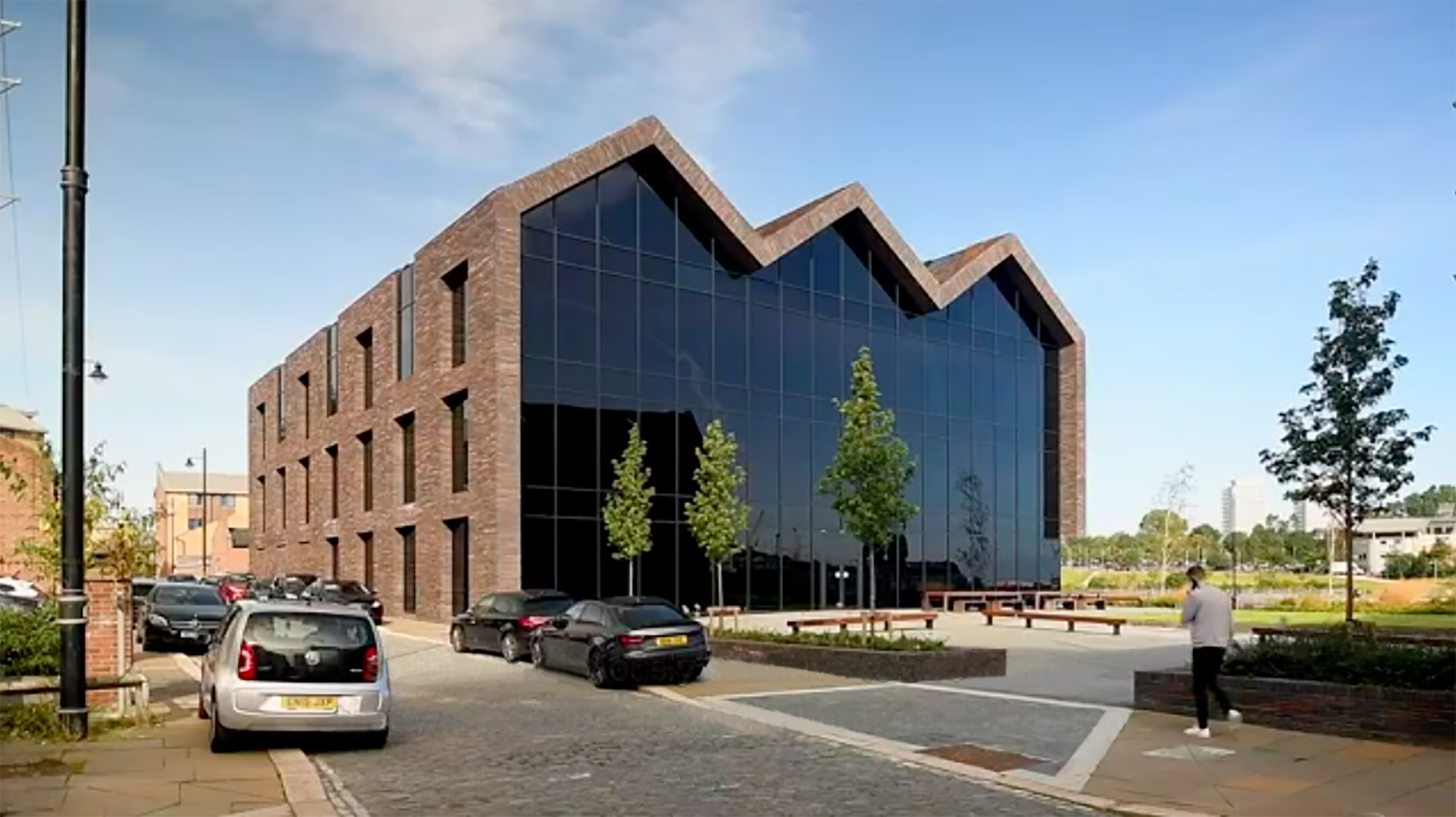 Tombola's headquarters (Tombola House), Sunderland, UK, by Ryder Architecture, with electrochromic glazing.
Photo: Courtesy of IQ Projects