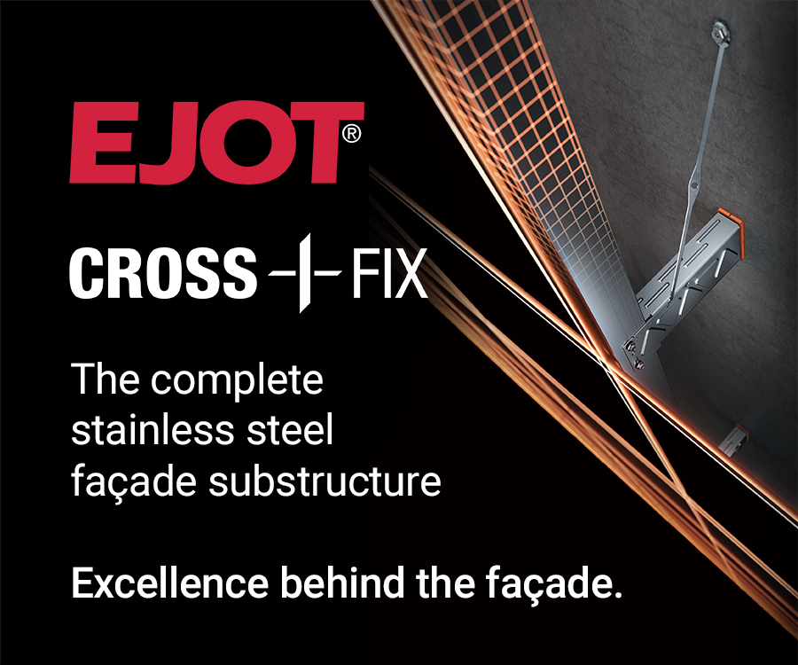 EJOT CROSSFIX is an all-stainless-steel façade substructure system